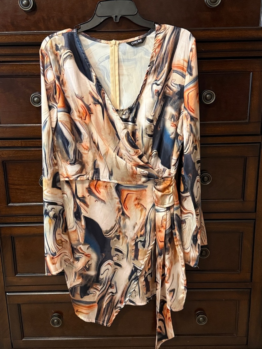 Abstract Print Long Sleeve Dress